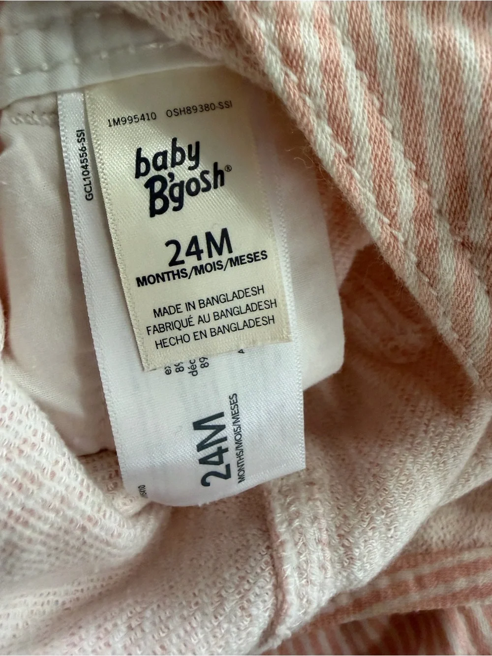 NWT Oshkosh Baby B’gosh Knit Denim Hickory Stripe Overalls - Pink